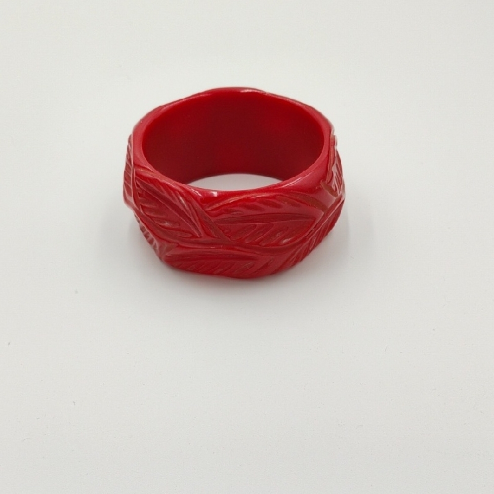 Vintage Carved Red Bangle Bracelet